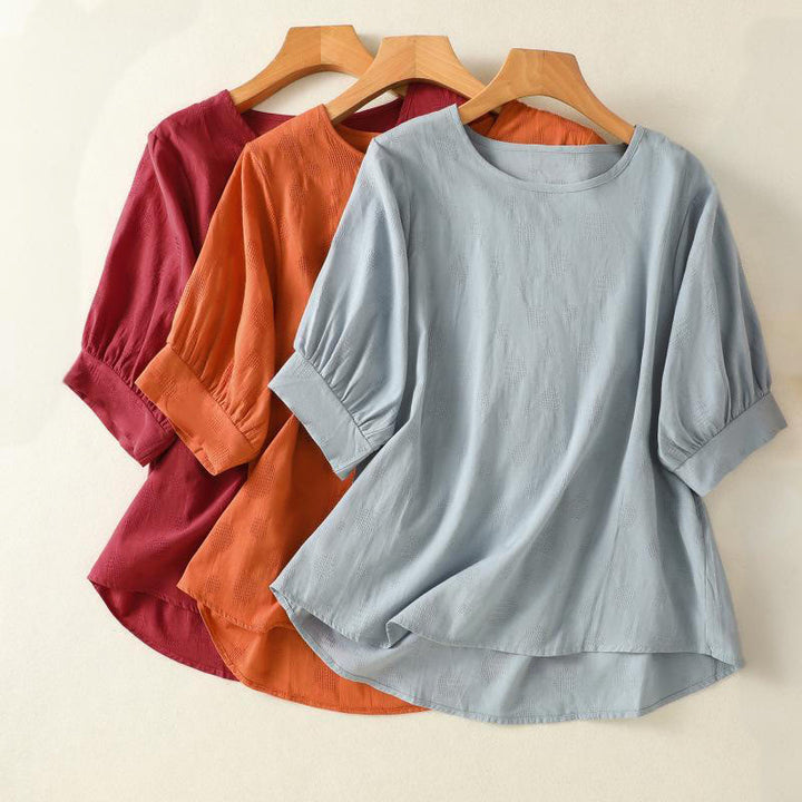 Buddha Stones Plain Crew Neck Design Women's Loose Short Sleeves T-Shirt - image 20