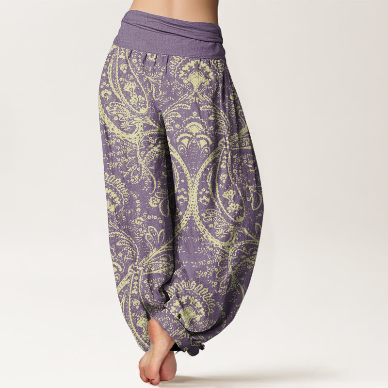 Buddha Stones Pure Cotton Flowers Paisley Patterns Women's Elastic Waist Harem Pants - image 7