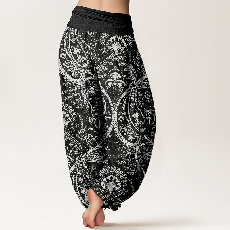 Buddha Stones Pure Cotton Flowers Paisley Patterns Women's Elastic Waist Harem Pants - image 10