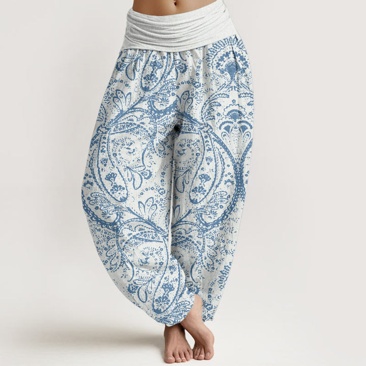 Buddha Stones Pure Cotton Flowers Paisley Patterns Women's Elastic Waist Harem Pants - White - US22，UK/AU26，EU54 (6XL) - image 0
