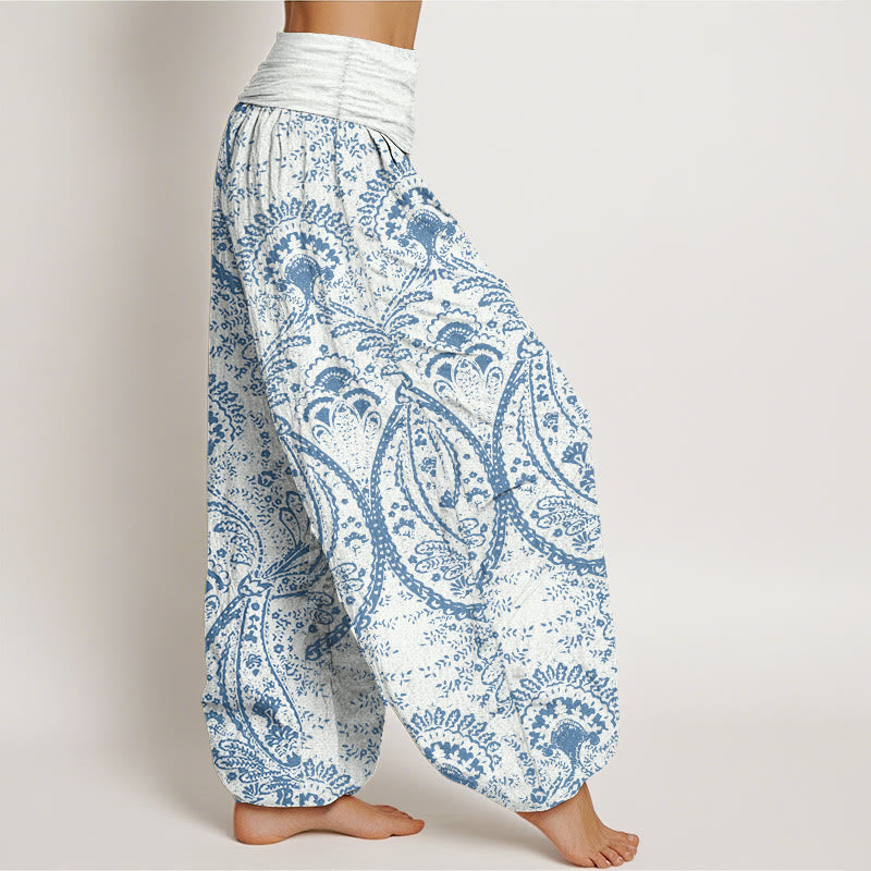 Buddha Stones Pure Cotton Flowers Paisley Patterns Women's Elastic Waist Harem Pants - image 2