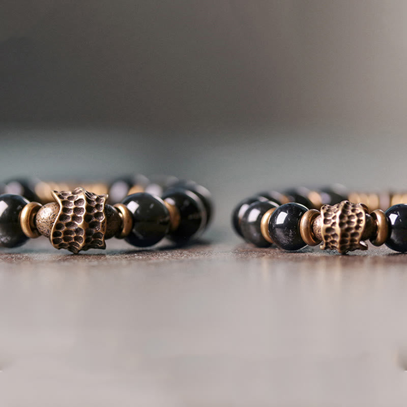 Buddha Stones Rainbow Obsidian Copper Love Healing Bracelet - image 6