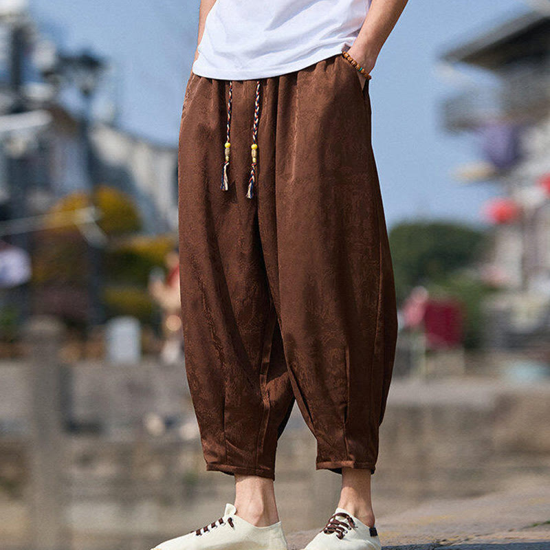 Buddha Stones Summer Character Embroidery Design Drawstring Men's 7-8 Length Pants With Pockets - image 9