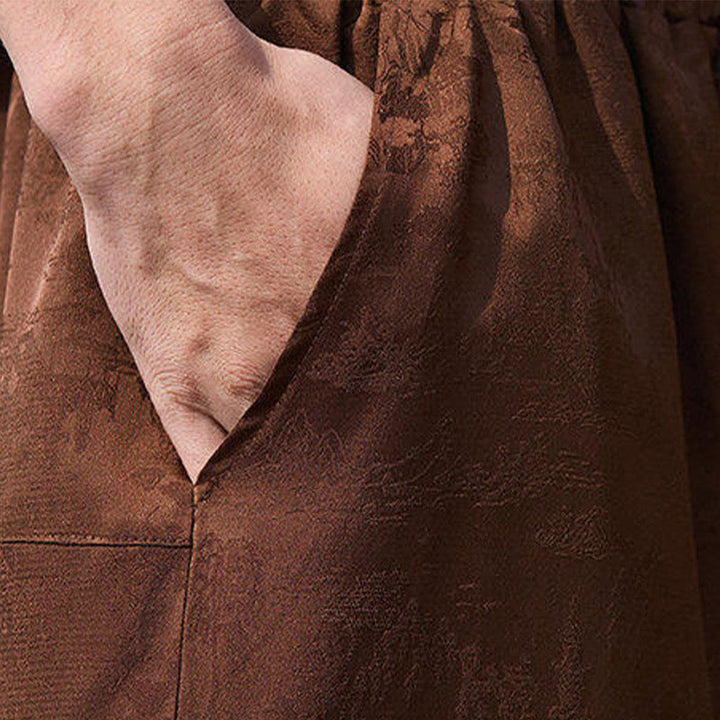 Buddha Stones Summer Character Embroidery Design Drawstring Men's 7-8 Length Pants With Pockets - image 16