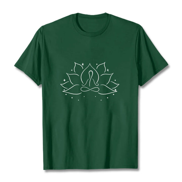 Buddha Stones Lotus Flower Meditative Yoga Pose Design Tee T-shirt - ForestGreen - 2XL - image 0