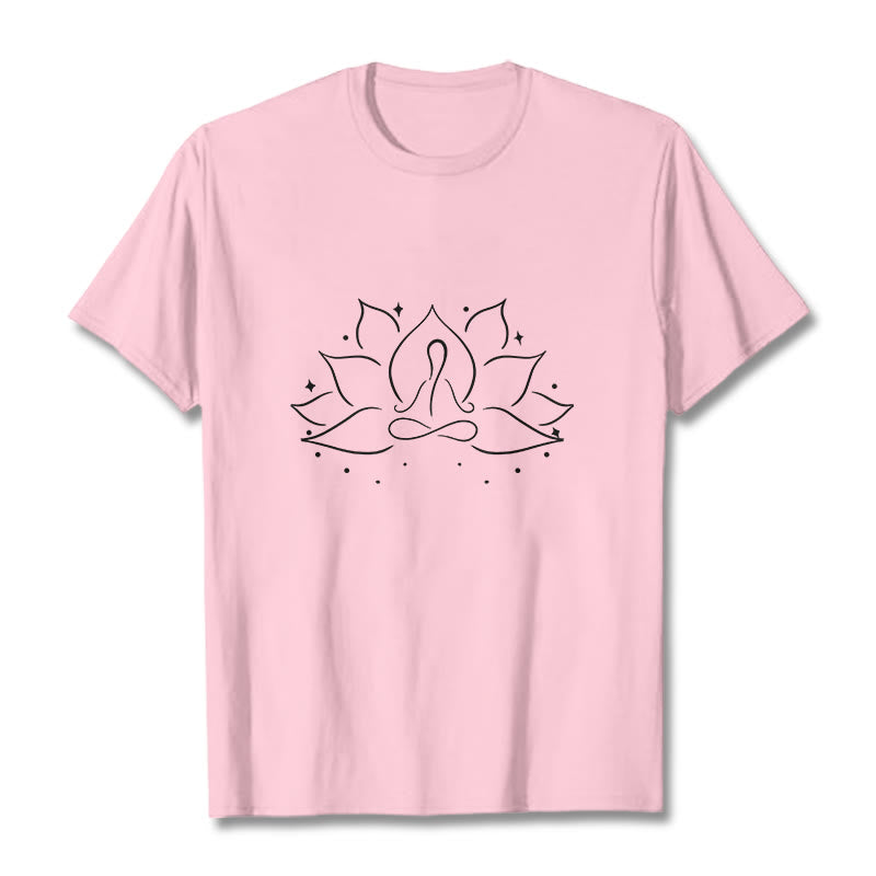 Buddha Stones Lotus Flower Meditative Yoga Pose Design Tee T-shirt - LightPink - 2XL - image 12