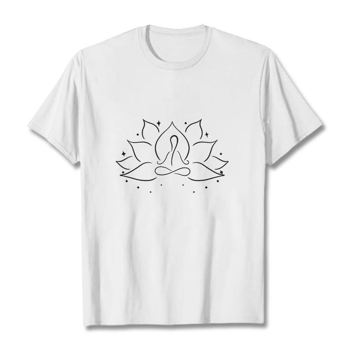 Buddha Stones Lotus Flower Meditative Yoga Pose Design Tee T-shirt - White - 2XL - image 7