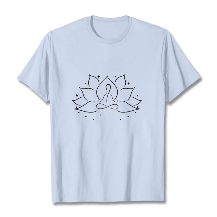 Buddha Stones Lotus Flower Meditative Yoga Pose Design Tee T-shirt - LightCyan - 2XL - image 18