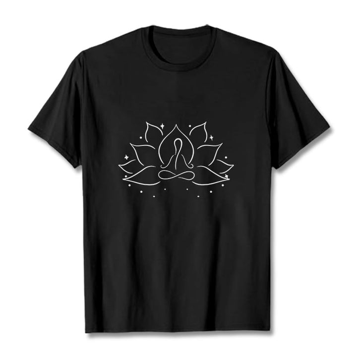 Buddha Stones Lotus Flower Meditative Yoga Pose Design Tee T-shirt - Black - 2XL - image 3