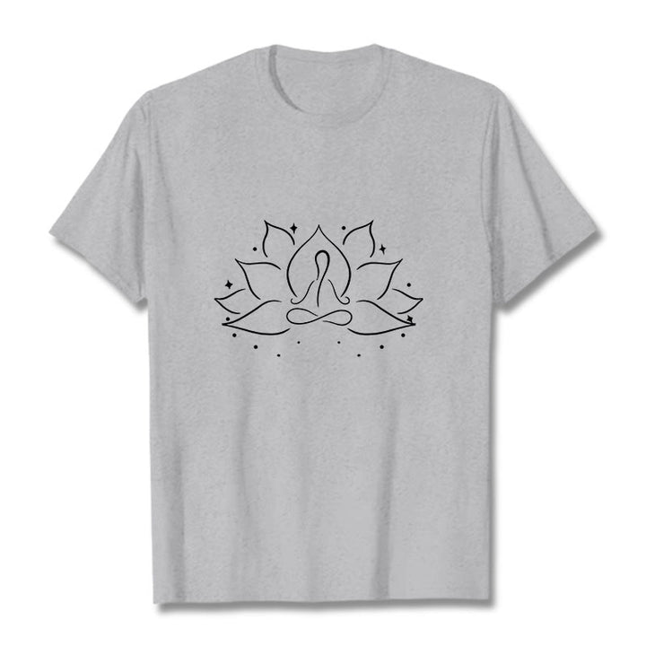 Buddha Stones Lotus Flower Meditative Yoga Pose Design Tee T-shirt - LightGrey - 2XL - image 19
