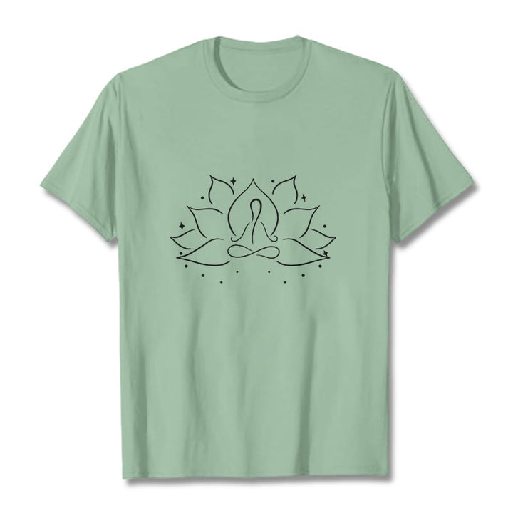 Buddha Stones Lotus Flower Meditative Yoga Pose Design Tee T-shirt - PaleGreen - 2XL - image 14