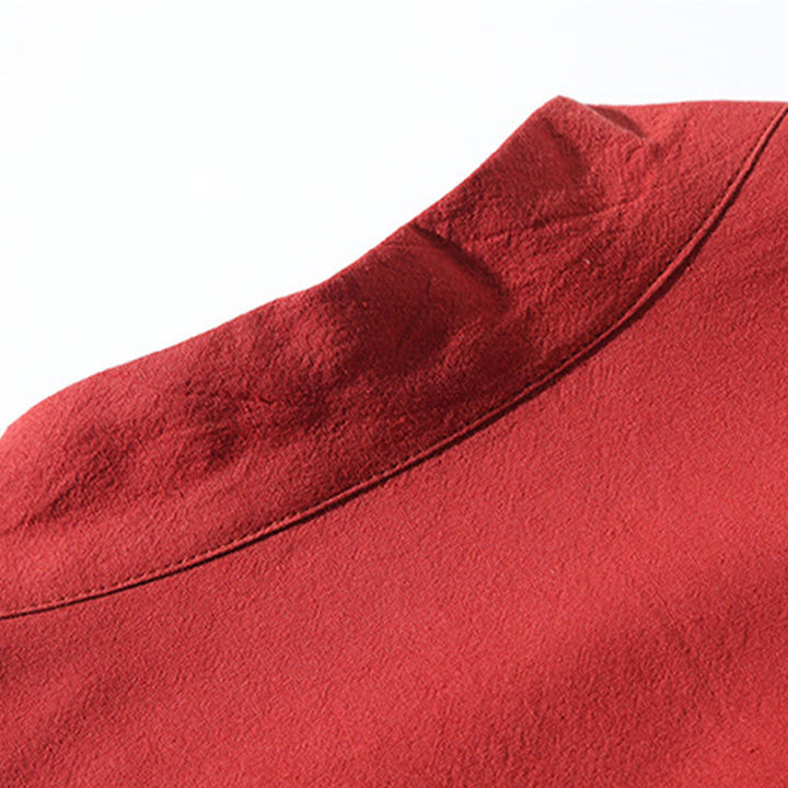 Buddha Stones Embroidery Flying White Cranes Cotton Linen Open Front Jacket Men's Kimono - image 5