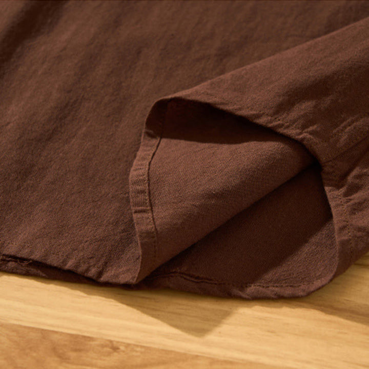 Buddha Stones Summer Solid Men's Half Button Short Sleeve Cotton Shirt - image 26