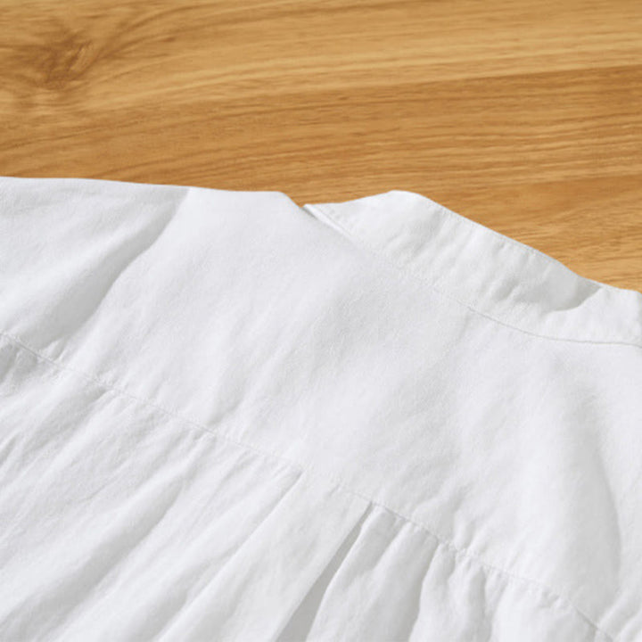 Buddha Stones Summer Solid Men's Half Button Short Sleeve Cotton Shirt - image 18