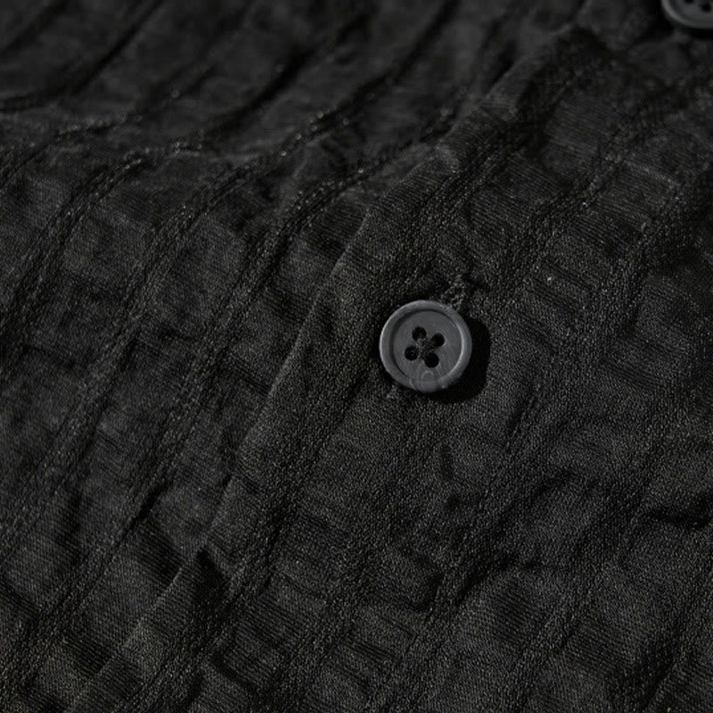 Buddha Stones Summer Solid Breathable Men's Buttons Short Sleeve Tencel Shirt - image 23