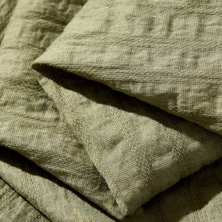 Buddha Stones Summer Solid Breathable Men's Buttons Short Sleeve Tencel Shirt - image 11