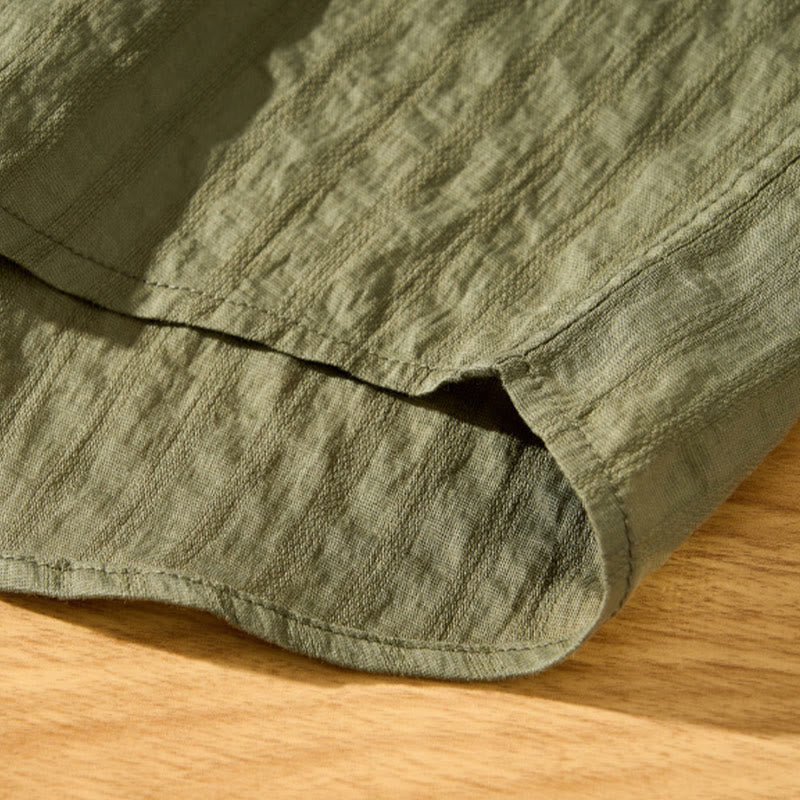 Buddha Stones Summer Solid Breathable Men's Buttons Short Sleeve Tencel Shirt - image 10