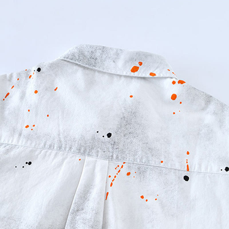 Buddha Stones Summer Ink Splashing Color Men's Button Short Sleeve Cotton Shirt - image 12