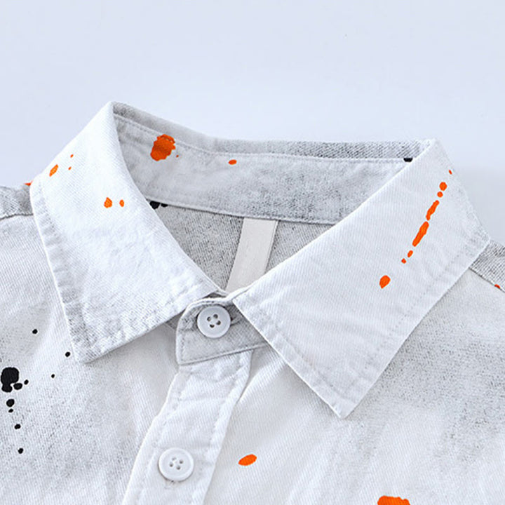 Buddha Stones Summer Ink Splashing Color Men's Button Short Sleeve Cotton Shirt - image 11