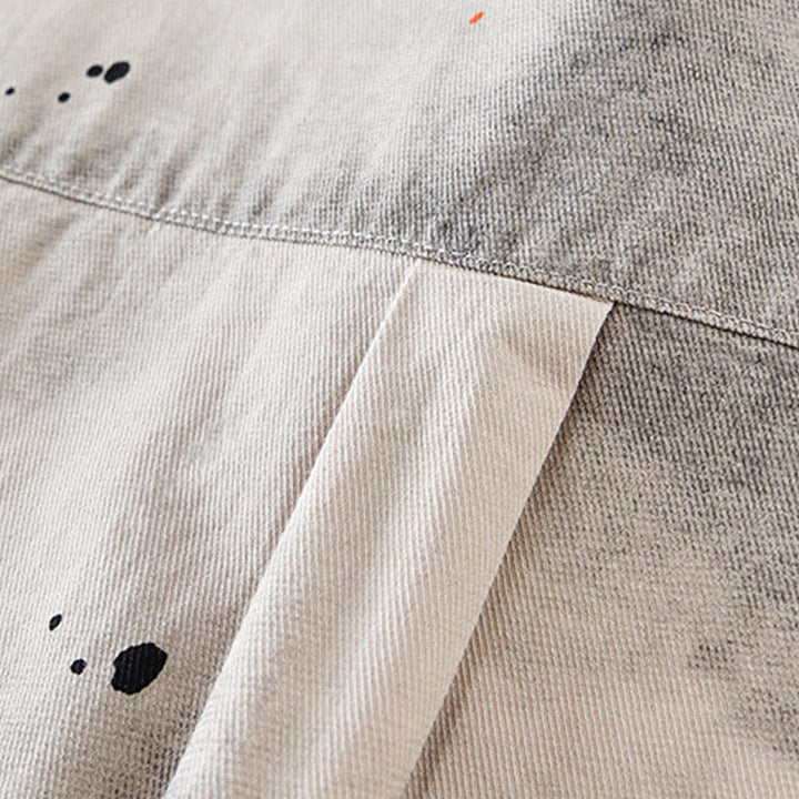 Buddha Stones Summer Ink Splashing Color Men's Button Short Sleeve Cotton Shirt - image 3