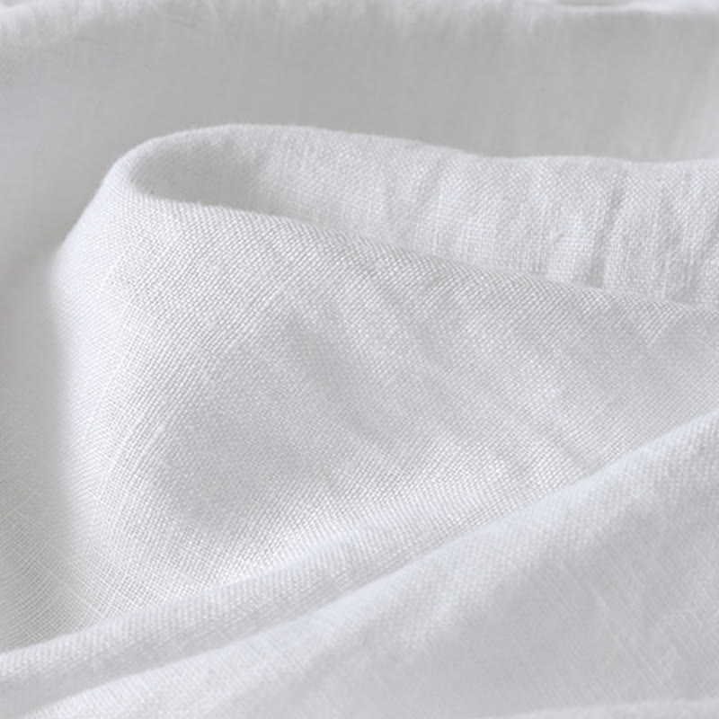 Buddha Stones Summer Daily Solid Color Elastic Waistband Design Women's Wide Leg Cotton Linen Pants With Pockets - image 18