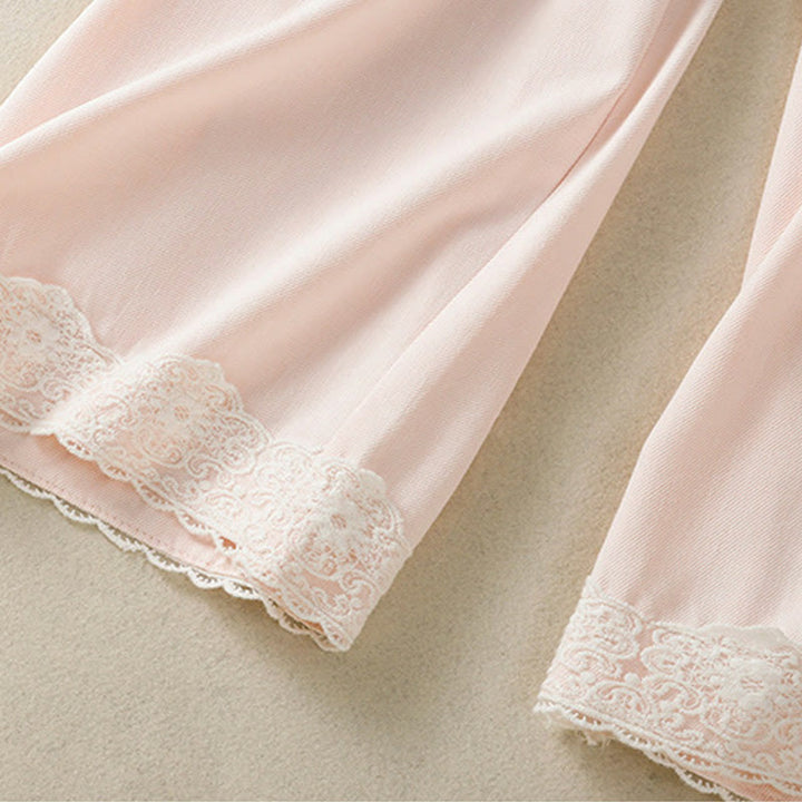 Buddha Stones Casual Lace Patchwork Design High Waist Women's Wide Leg Ankle-Length Pants With Pockets Zipper - image 16