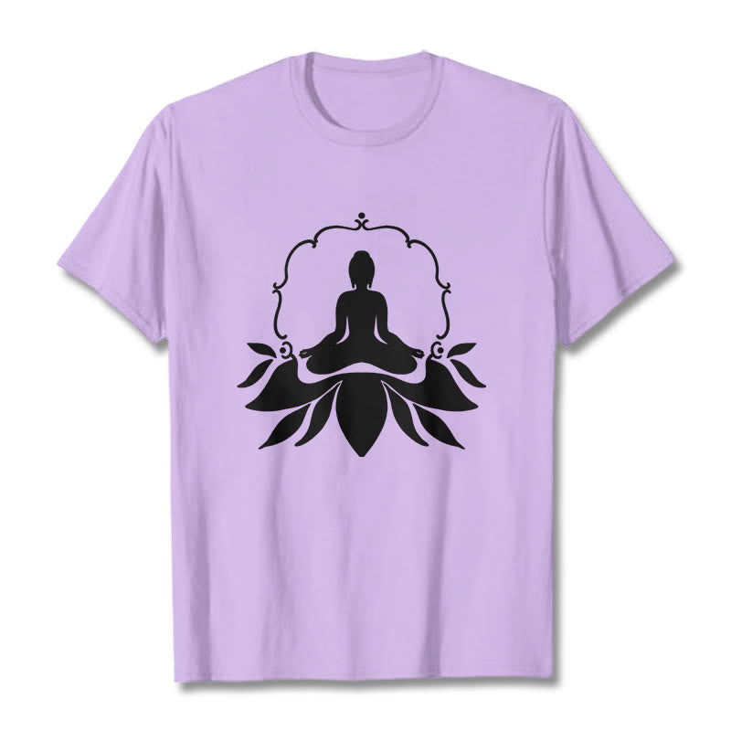 Buddha Stones Meditating Buddha Seated on Grass Tee T-shirt - Plum - 2XL - image 16