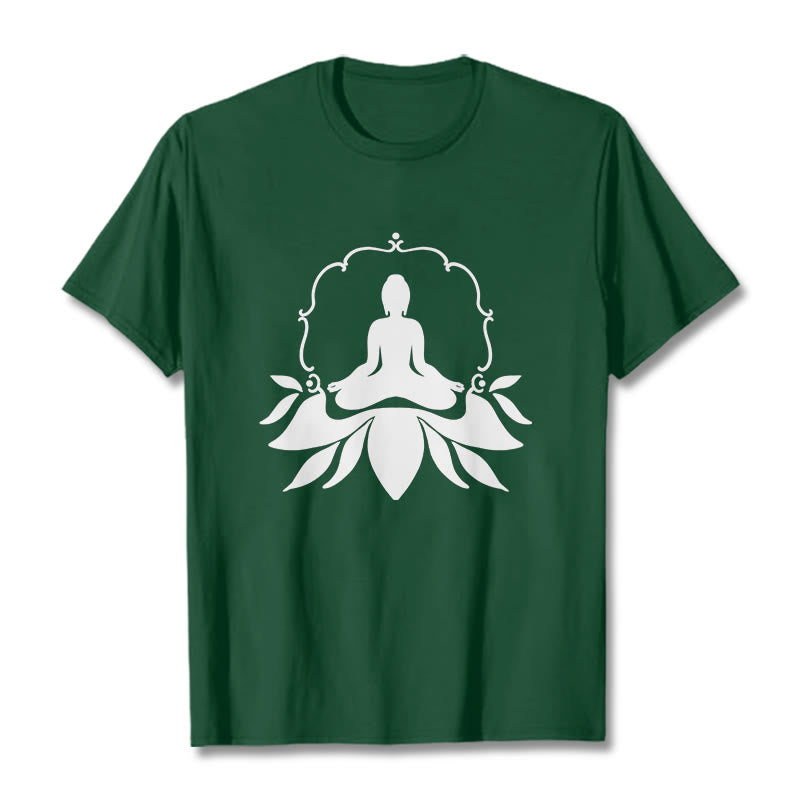 Buddha Stones Meditating Buddha Seated on Grass Tee T-shirt - ForestGreen - 2XL - image 10