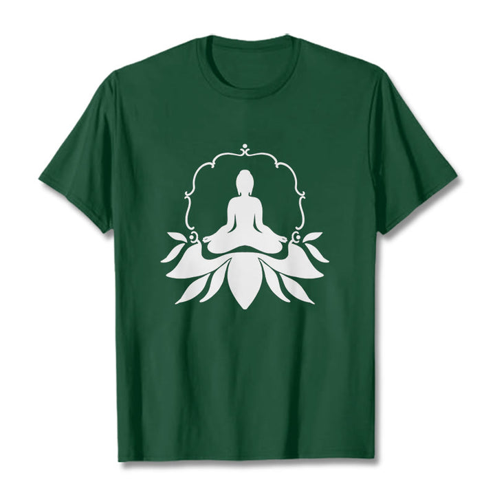 Buddha Stones Meditating Buddha Seated on Grass Tee T-shirt - ForestGreen - 2XL - image 10