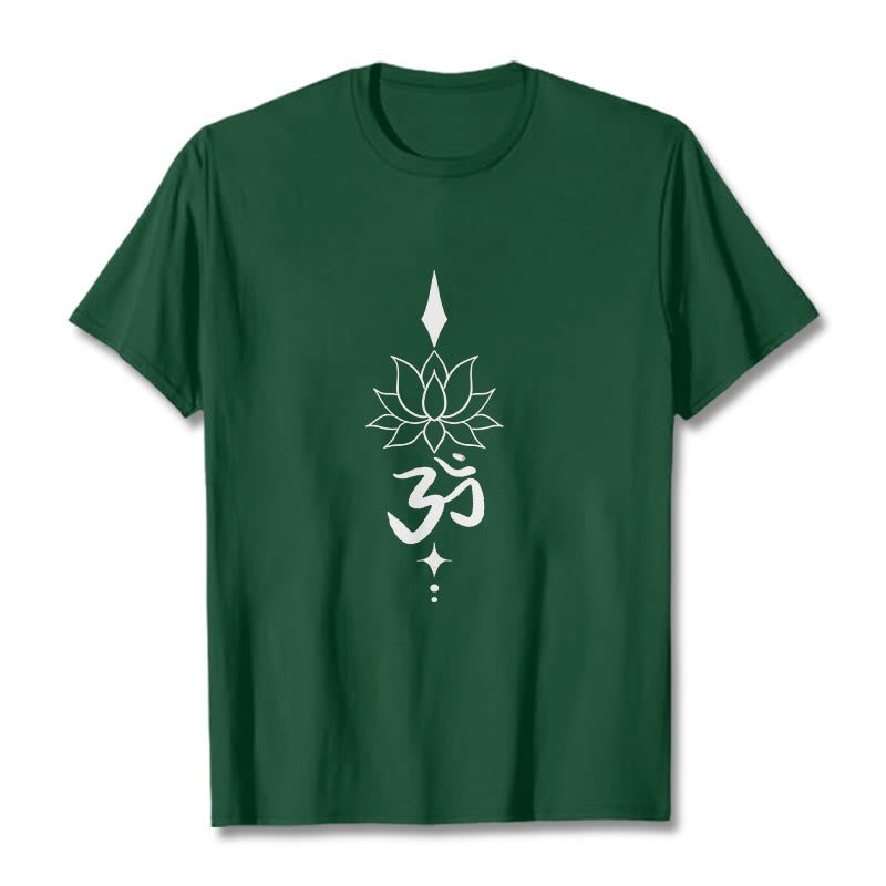 Buddha Stones Om Symbol Lotus Tee T-shirt - ForestGreen - 2XL - image 5