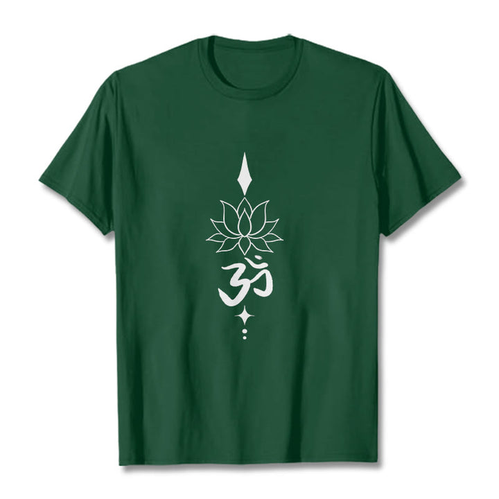 Buddha Stones Om Symbol Lotus Tee T-shirt - ForestGreen - 2XL - image 5