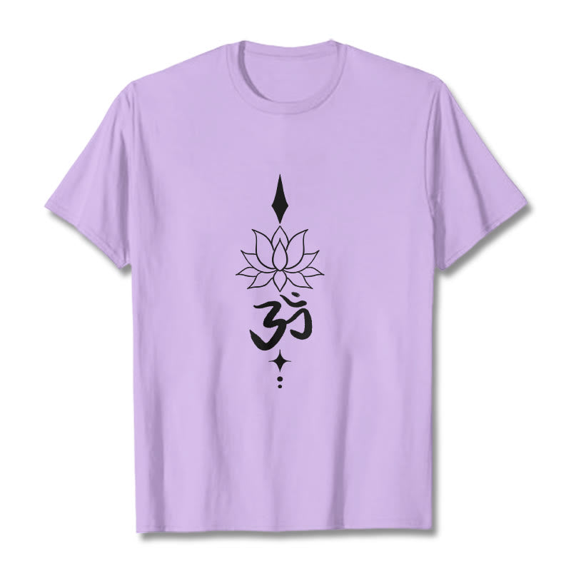 Buddha Stones Om Symbol Lotus Tee T-shirt - Plum - 2XL - image 16