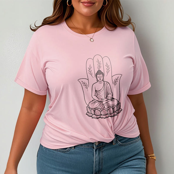 Buddha Stones Meditating Buddha Seated Hand Leaves Lotus Base Tee T-shirt - image 13