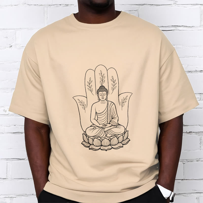 Buddha Stones Meditating Buddha Seated Hand Leaves Lotus Base Tee T-shirt - image 9