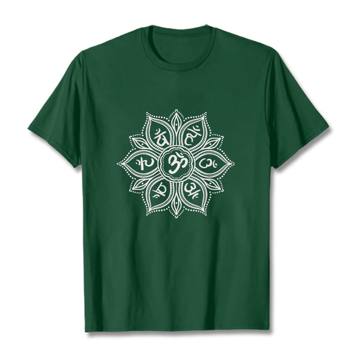 Buddha Stones Mandala Flower Om Mani Padme Hum Mantra Tee T-shirt - ForestGreen - 2XL - image 0