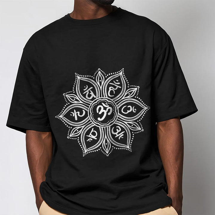 Buddha Stones Mandala Flower Om Mani Padme Hum Mantra Tee T-shirt - image 4