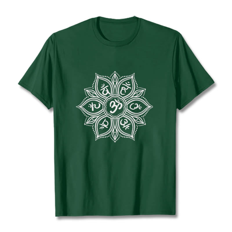 Buddha Stones Mandala Flower Om Mani Padme Hum Mantra Tee T-shirt - ForestGreen - 2XL - image 0