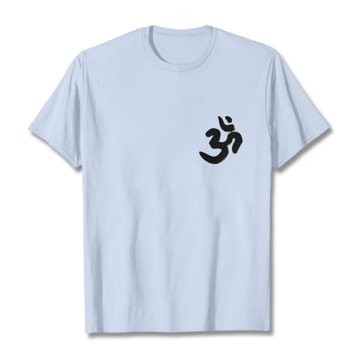 Buddha Stones Om Symbol Sanskrit Tee T-shirt - LightCyan - 2XL - image 13