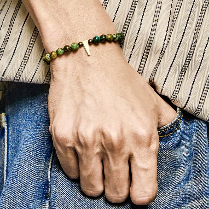 Buddha Stones Vintage Distressed Design Turquoise Copper Balance Bracelet - image 4