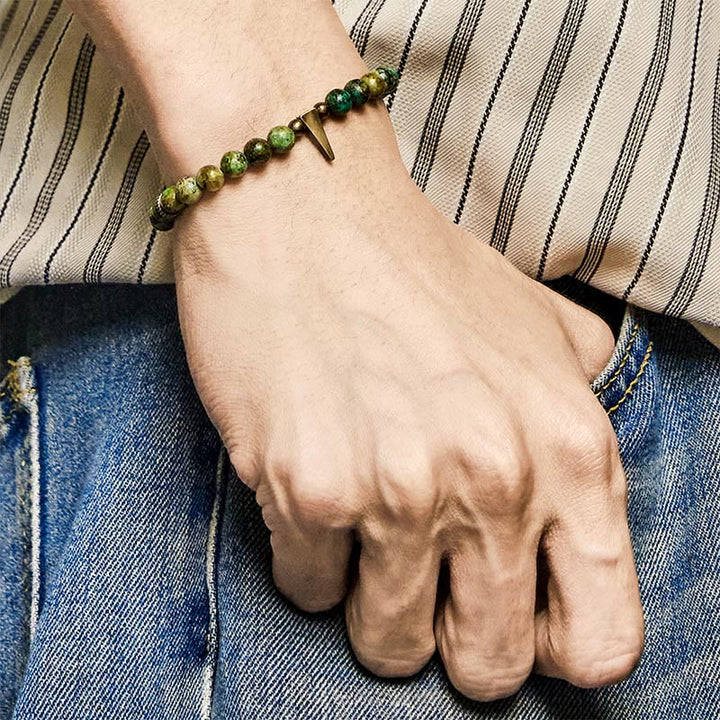 Buddha Stones Vintage Distressed Design Turquoise Copper Balance Bracelet - image 5