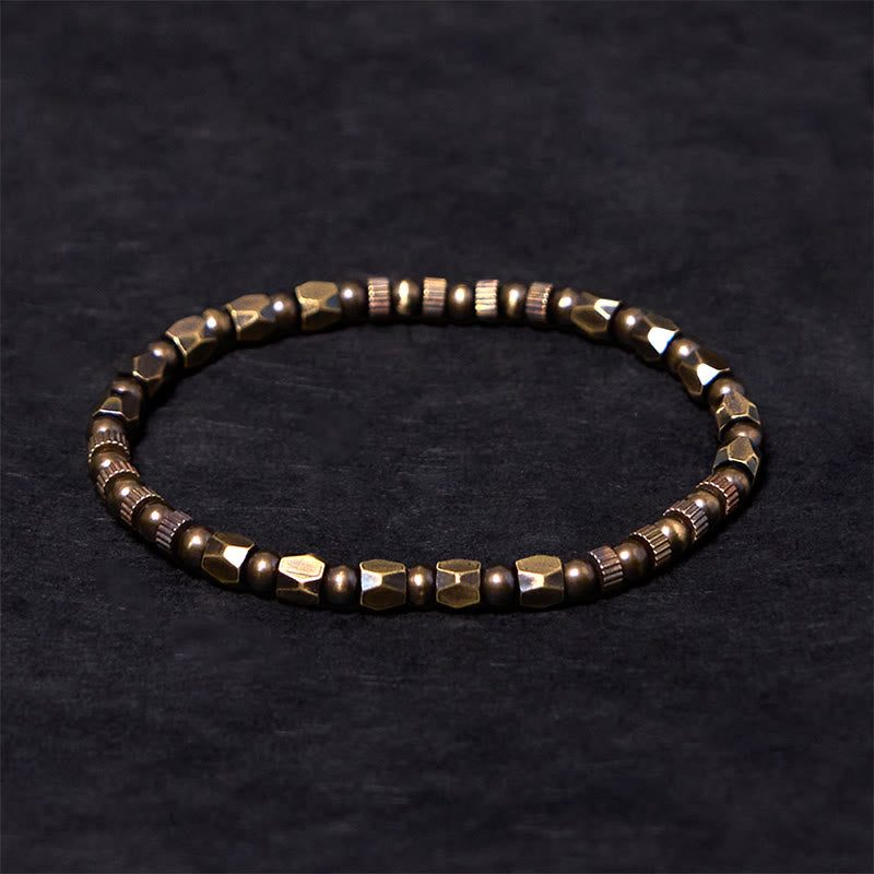 Buddha Stones Retro Distressed Irregular Design Copper Brass Luck Bracelet - 7.9-8.3in(20-21cm) - image 0