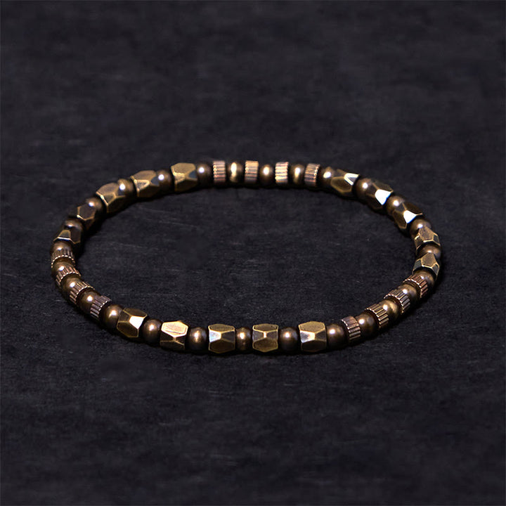Buddha Stones Retro Distressed Irregular Design Copper Brass Luck Bracelet - 7.9-8.3in(20-21cm) - image 0