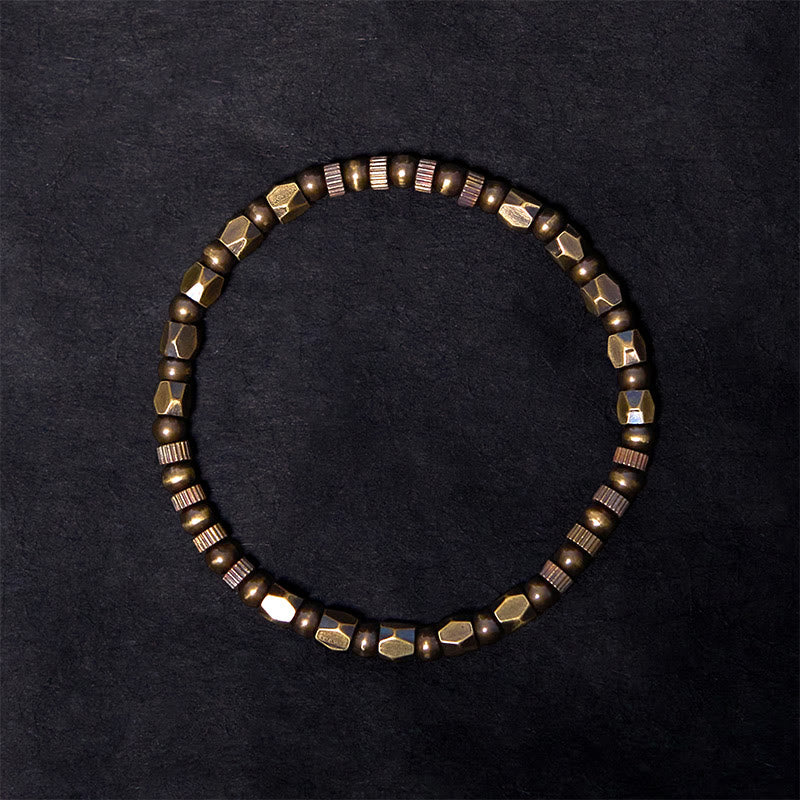 Buddha Stones Retro Distressed Irregular Design Copper Brass Luck Bracelet - image 1