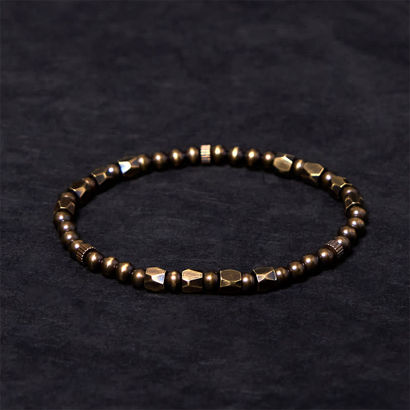 Buddha Stones Vintage Distressed Simple Design Copper Brass Beads Wealth Bracelet - 7.9-8.3in(20-21cm) - image 0