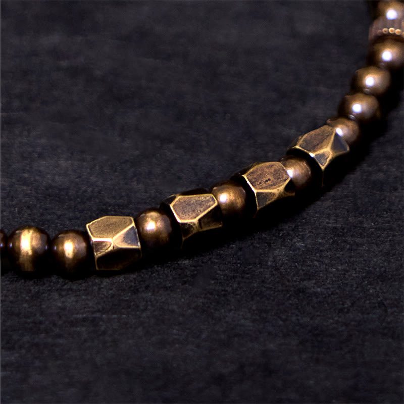 Buddha Stones Vintage Distressed Simple Design Copper Brass Beads Wealth Bracelet - image 2