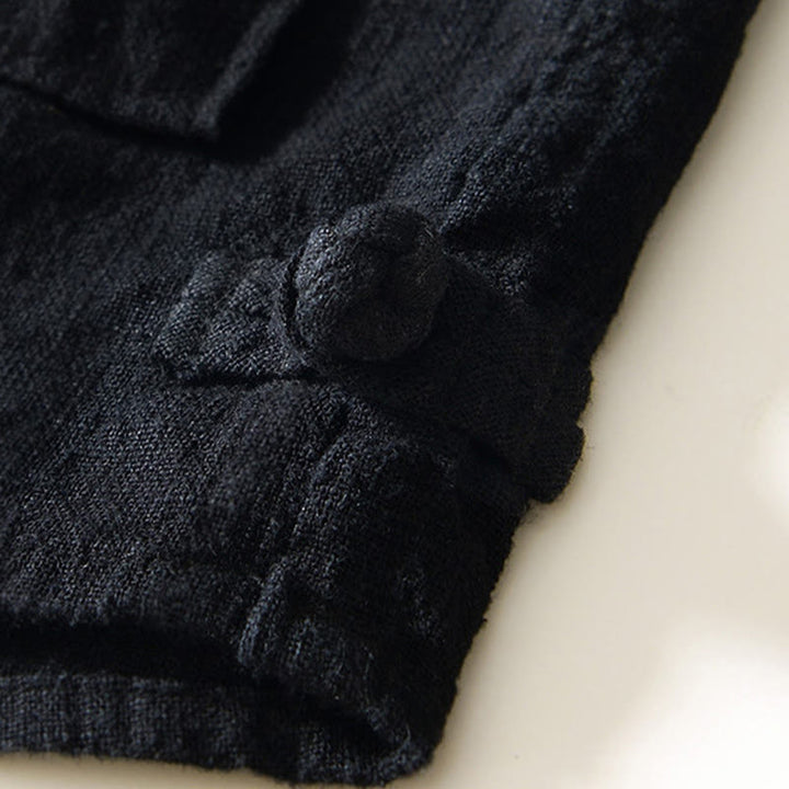 Buddha Stones Solid Color Men's Buttons Long Sleeve Cotton Linen Shirt With Pockets - image 13