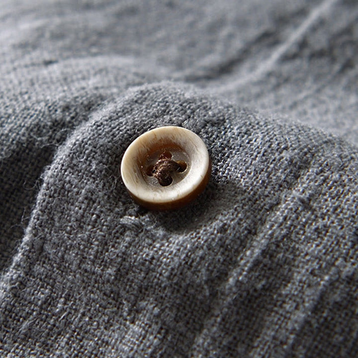Buddha Stones Solid Color Men's Buttons Long Sleeve Cotton Linen Shirt With Pockets - image 19