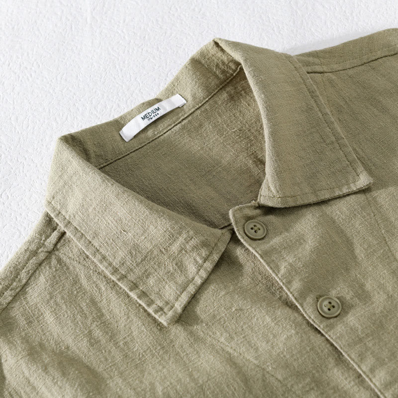 Buddha Stones Commute Fall Solid Color Lapel Men's Long Sleeve Cotton Linen Shirt With Pocket - image 27