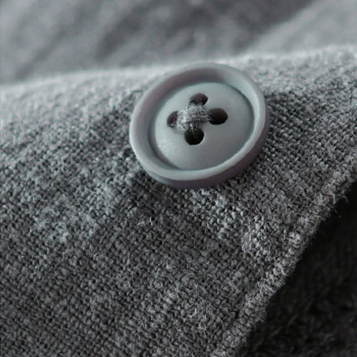 Buddha Stones Commute Fall Solid Color Lapel Men's Long Sleeve Cotton Linen Shirt With Pocket - image 11