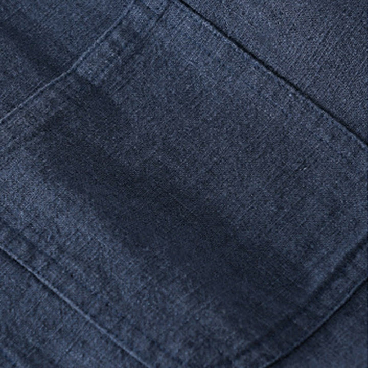 Buddha Stones Commute Fall Solid Color Lapel Men's Long Sleeve Cotton Linen Shirt With Pocket - image 19